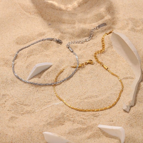 Fashion noble gold/silver sparkling design simple style versatile anklet - Picture 6 of 6